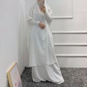 2 piece Jilbab with Skirt Best of Daily Wear - ( white)