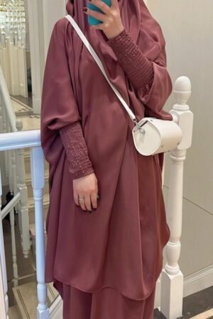 2 piece Jilbab with Skirt Best of Daily Wear - ( dark flamingo)
