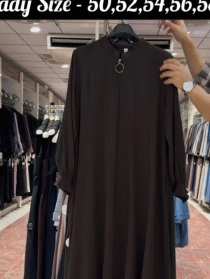 Mehnaaz Back & Front Pintex Zipper Abaya - COFFEE