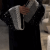 Al Zouj Abaya Heavy Pearl Sleeves Abaya Korean Nida Fabric Abaya Handwork Abaya (UAE) (Imported)