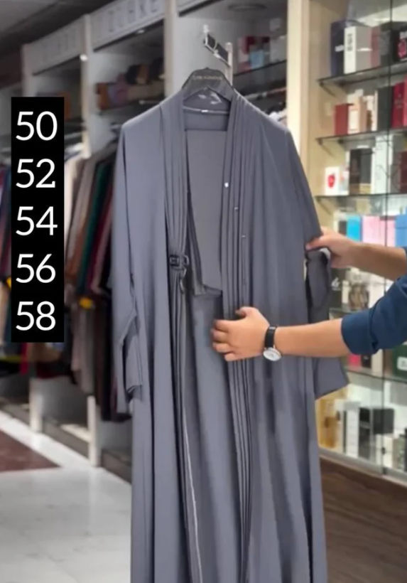 Maliha Cimono Front Open Abaya Gray ( New Launch )