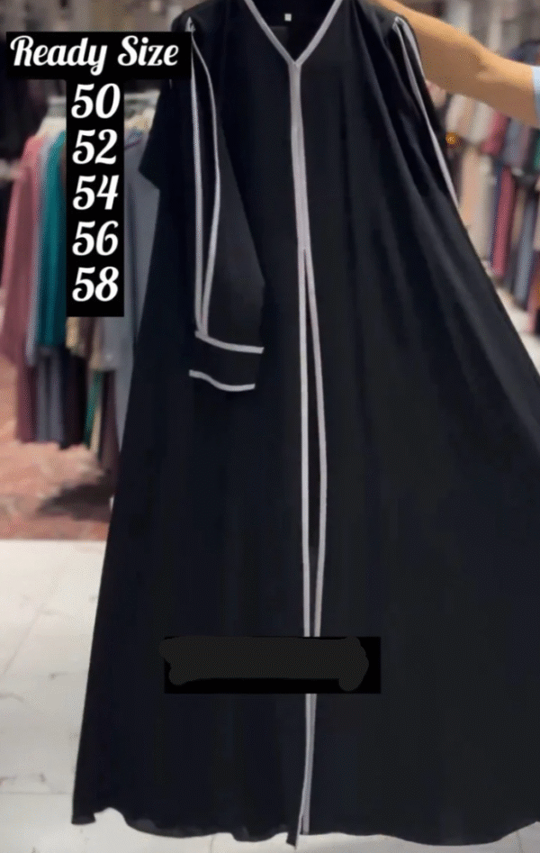 Hadiya Front Open Cimono Piping Abaya ( Limited - Stock )