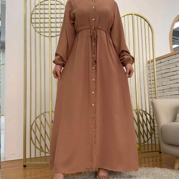 New Launch Huriya Front Open Collar Abaya - Mocha brown