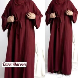Original Dubai Crush Double Shrugs Abaya - DARK MAROON