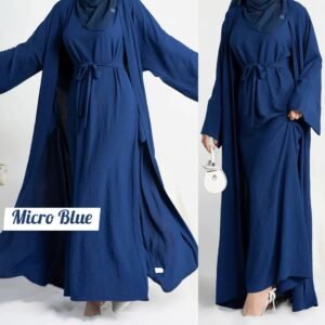 Original Dubai Crush Double Shrugs Abaya - MICRO BLUE