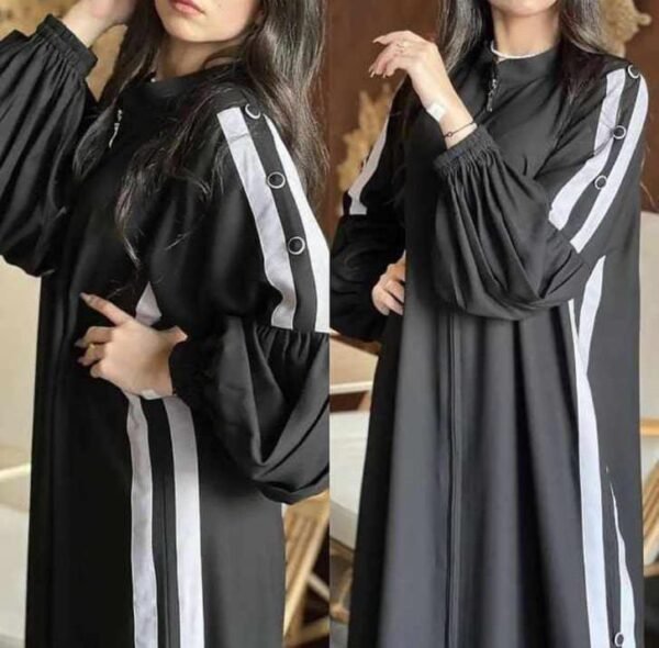 Ramazan ( newly launch ) Urooj White Strips Zipper Abaya