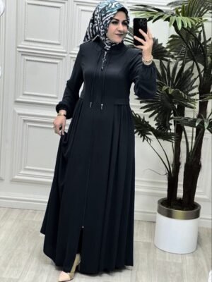 Ayrah Beautiful Side Plates Zipper Abaya