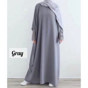1071 Beautifull fitting sleeve Abaya | GRAY