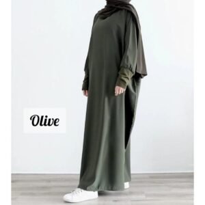 1071 Beautifull fitting sleeve Abaya | OLIVE