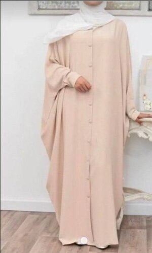 870 Beautifull fitting sleeve Abaya-NUDE