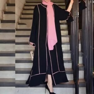 Sheena Modified Piping Zipper Abaya