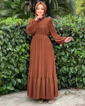 RIDA Beautiful Frill Plates work Abaya- MOCHA BROWN