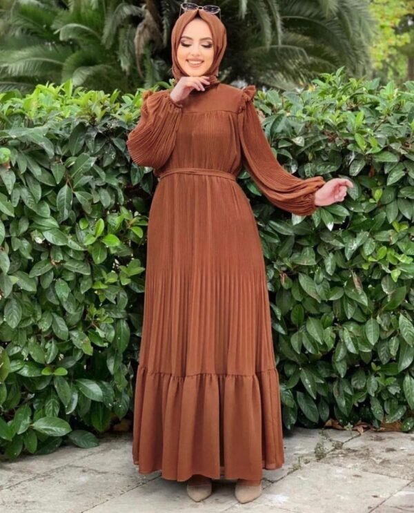 RIDA Beautiful Frill Plates work Abaya- MOCHA BROWN