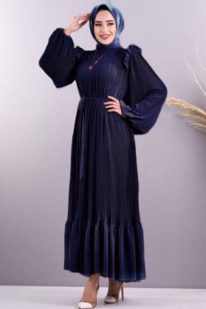 RIDA Beautiful Frill Plates work Abaya- ROYAL BLUE