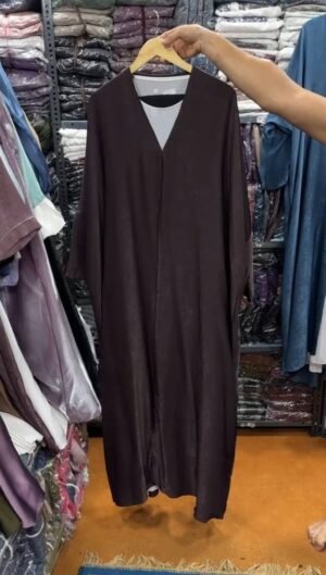 Imported Simmer Double Shrug Kaftan Abaya ( New Launch )- DARK PURPLE