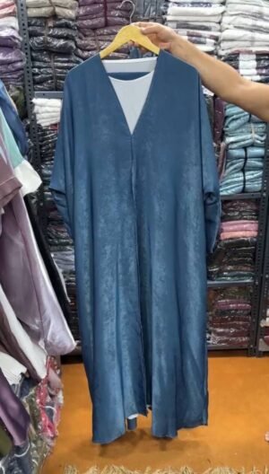 Imported Simmer Double Shrug Kaftan Abaya ( New Launch )- BLUE