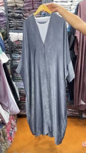 Imported Simmer Double Shrug Kaftan Abaya ( New Launch )- GREY