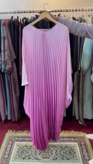 Huda Pleated abaya - DS PINK