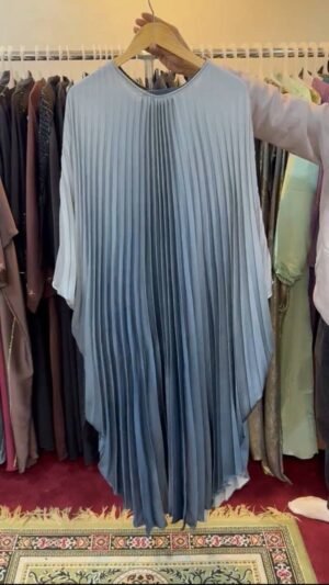 Huda Pleated Kaftan abaya - DS GRAY