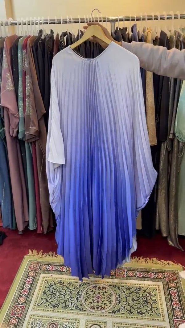 Huda Pleated Kaftan abaya - DS BLUE