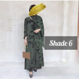 Imported Tie-Dye Double Layered Abaya - (OLIVE )