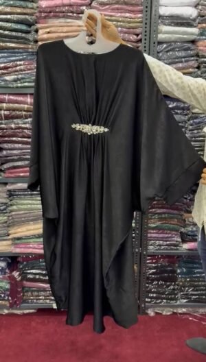 Al-Zainab Basic Simmer Broach Abaya- BLACK