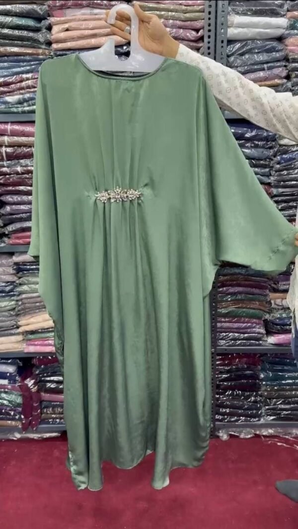 Al-Zainab Basic Simmer Broach Abaya- SEA GREEN