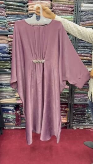Al-Zainab Basic Simmer Broach Abaya- LITE PINK