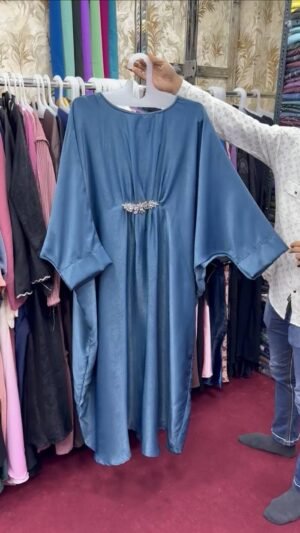Al-Zainab Basic Simmer Broach Abaya- SKY BLUE