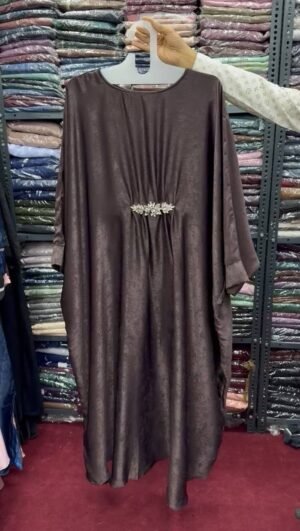 Al-Zainab Basic Simmer Broach Abaya- COFFEE
