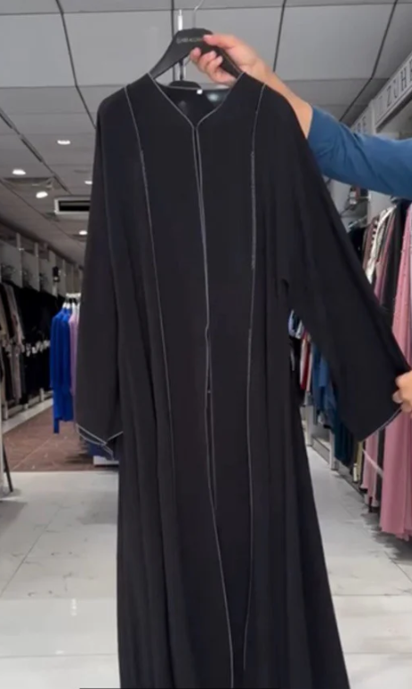Maham Front Open Handwork Abaya ( GREY PIPIN )