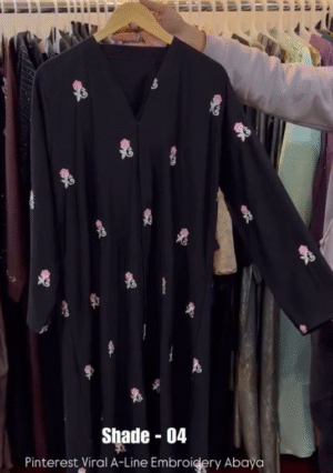 Al-Husna Front Open Embroidery Work Abaya - print 4