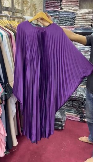 Huda Pleated Kaftan abaya - PURPLE