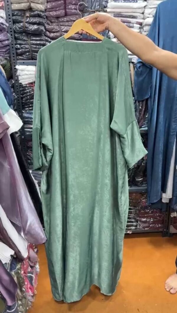 Imported Simmer Double Shrug Kaftan Abaya ( New Launch )- SEA GREEN