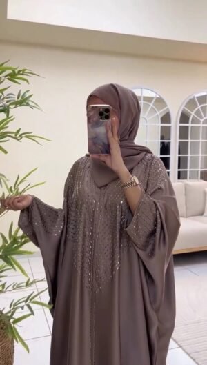 Al-Yusrah Elegant Mirror Work Kaftan Abaya
