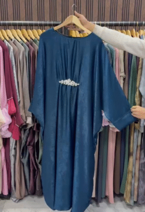 Al-Zainab Basic Simmer Broach Abaya- TEAL