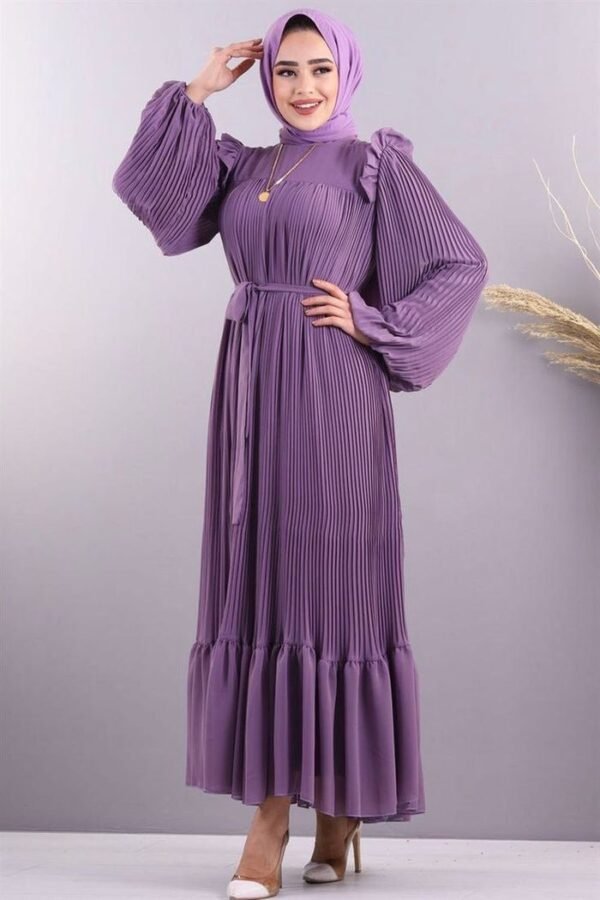 RIDA Beautiful Frill Plates work Abaya- LAVENDER