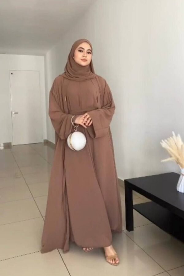 Anam Double Shrug Abaya-ALMOND BROWN