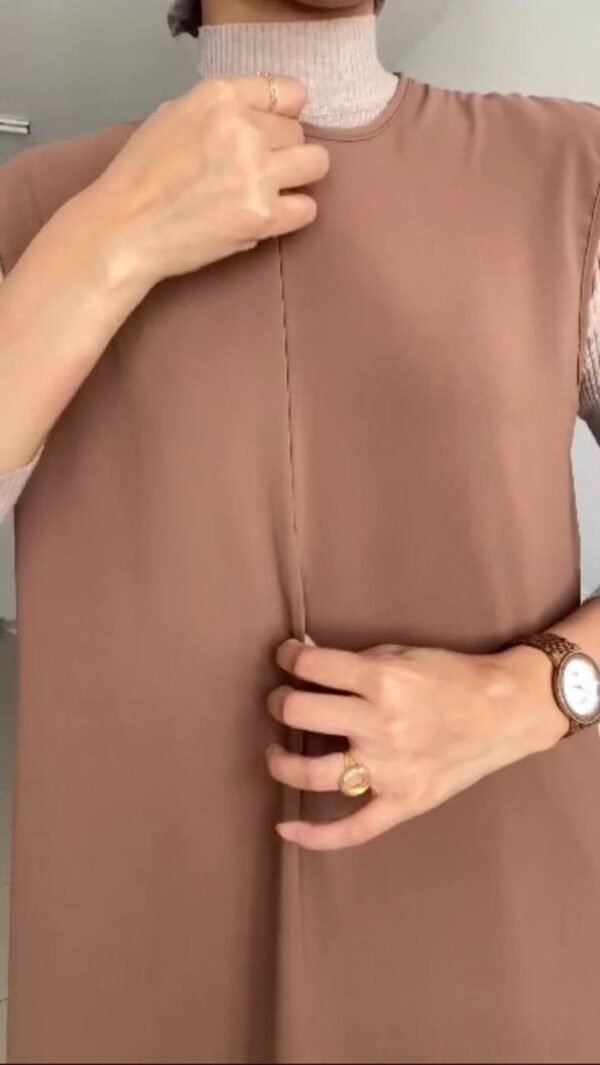 Anam Double Shrug Abaya-ALMOND BROWN