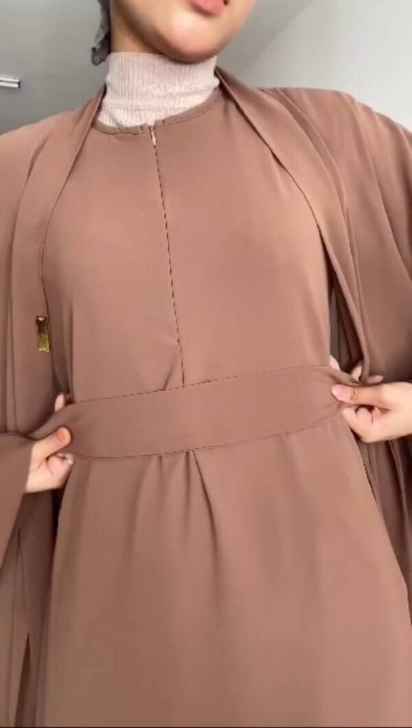 Anam Double Shrug Abaya-ALMOND BROWN