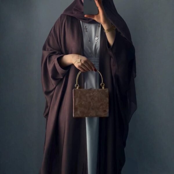 Yashfah double shrugs abaya - (brown)