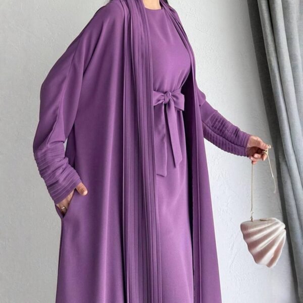 Ameerah Layered – Double Shrug Abaya - LAVENDER
