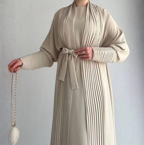 Ameerah Layered – Double Shrug Abaya - NUDE