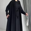 Ameerah Layered – Double Shrug Abaya - BLACK