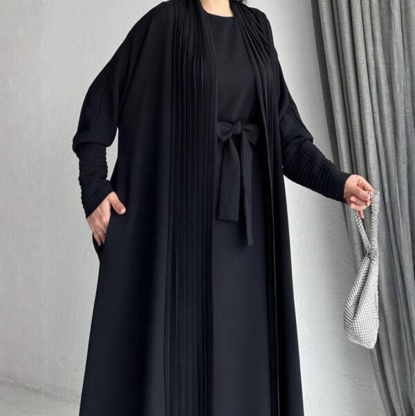 Ameerah Layered – Double Shrug Abaya - BLACK