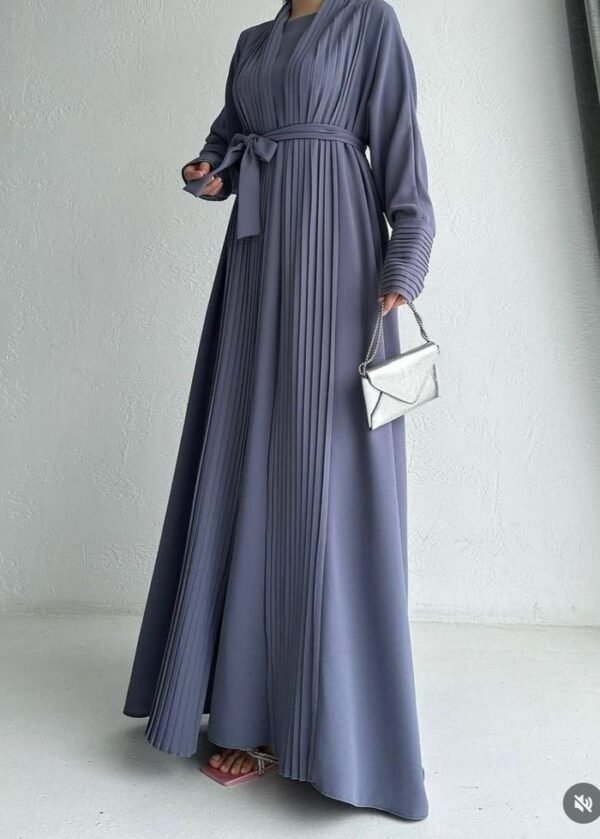 Ameerah Layered – Double Shrug Abaya- LITE GRAY