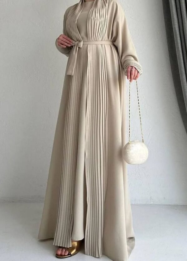 Ameerah Layered – Double Shrug Abaya - NUDE