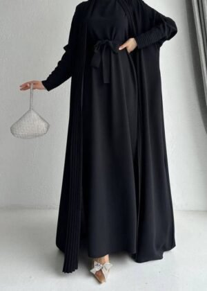Ameerah Layered – Double Shrug Abaya - BLACK