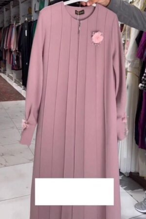 Imported Zoha Zipper Pintex Abaya With Beautiful Brooch & Cuffed Sleeve