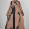 Imported Tie-Dye Double Layered Abaya - ( LITE BROWN )